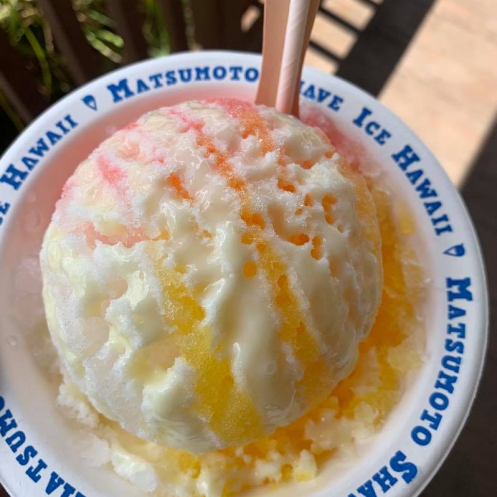 My shave ice with condensed milk