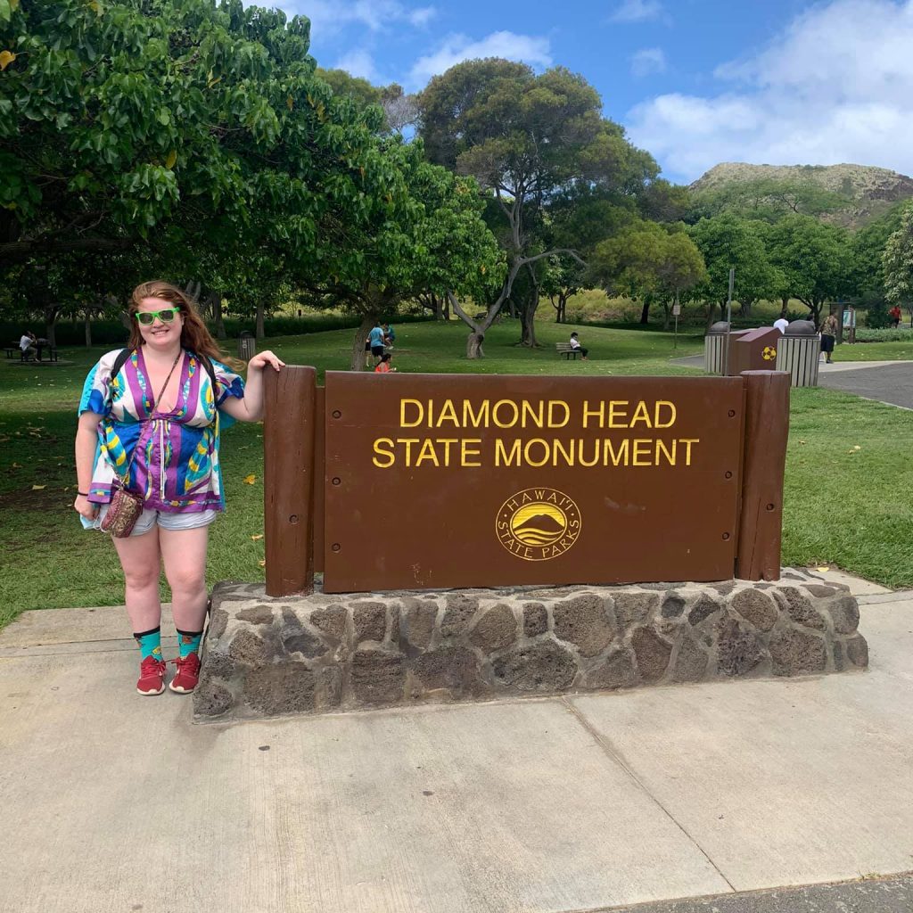 Me standing beside the Diamond Head Monument sign