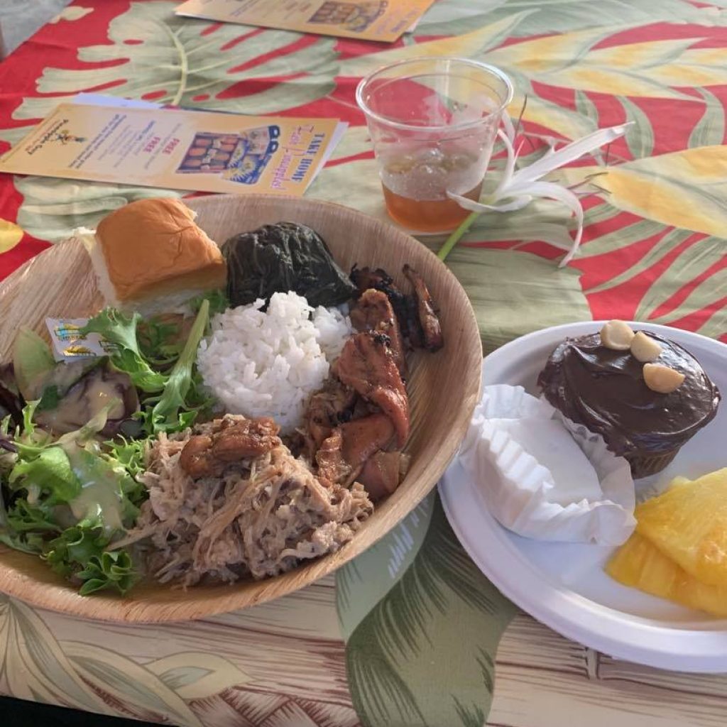 2 plates full of Luau food 