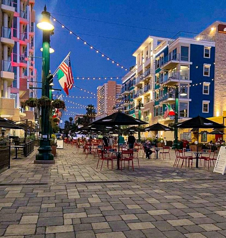 Tables set up in Little Italy