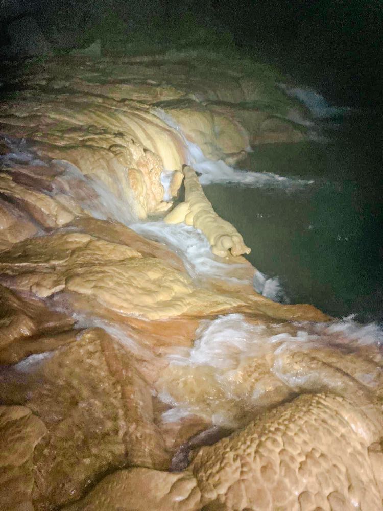 Mini waterfall in cave