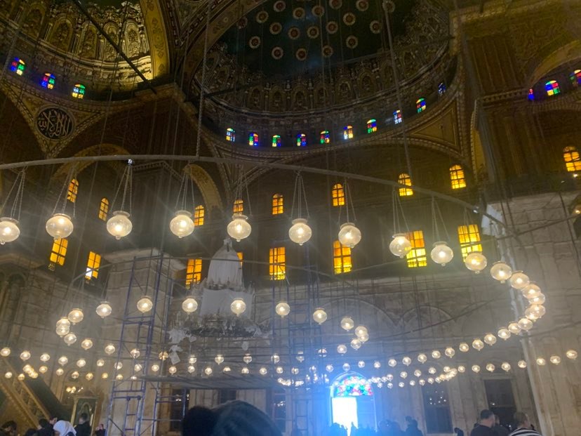 Pretty lights in a circle inside mosque