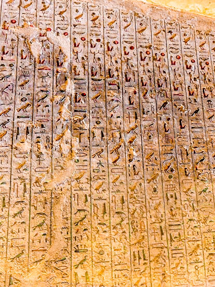 Hieroglyphics in the tomb of Ramses IV