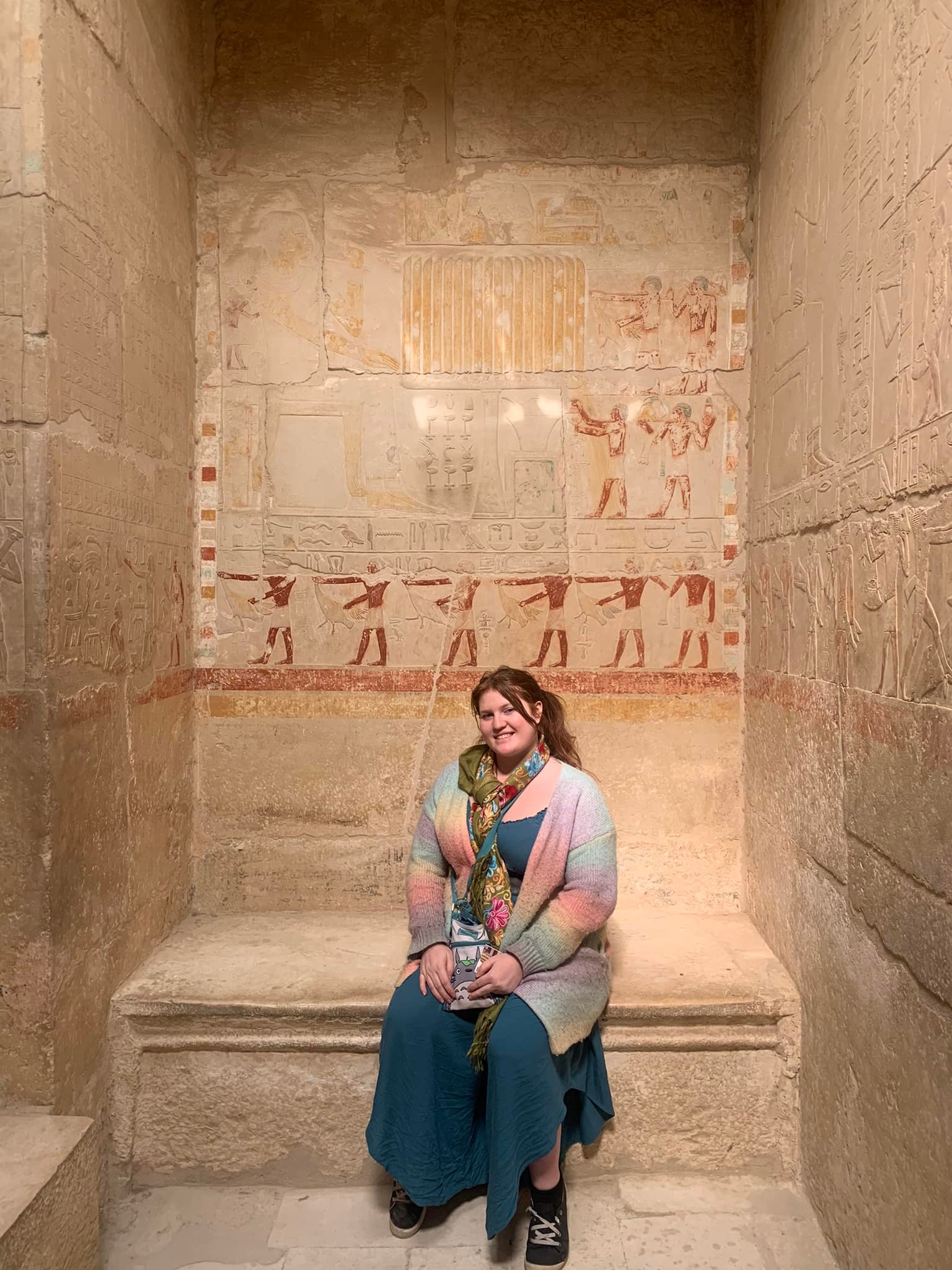 Me sitting in front of some hieroglyphics