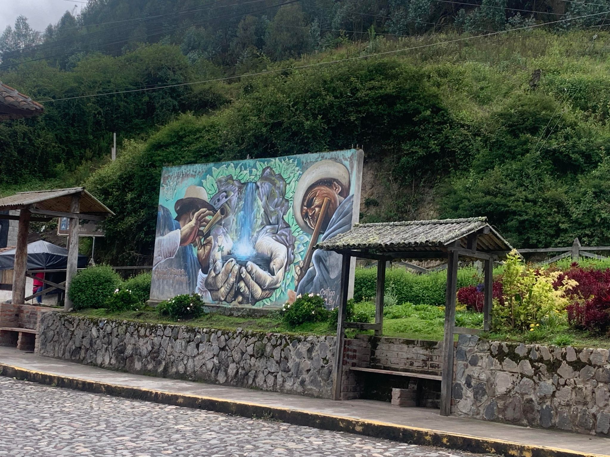 Art near the entrance of Peguche waterfall