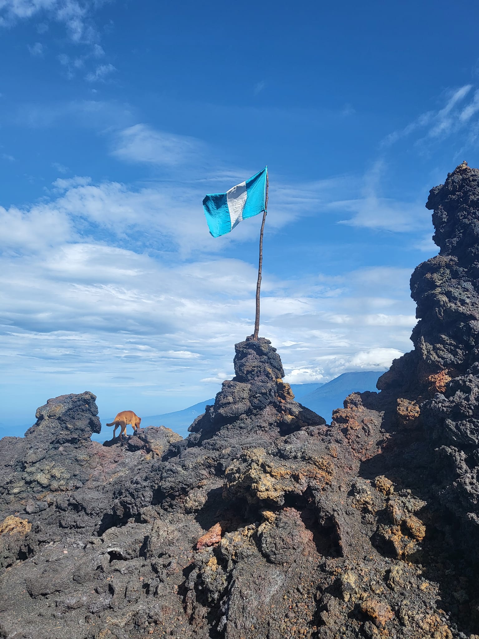 Guatemalan flag on top of volcano