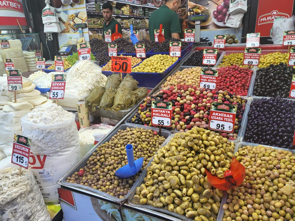 plenty of olives and cheese at the egyptian bazaar