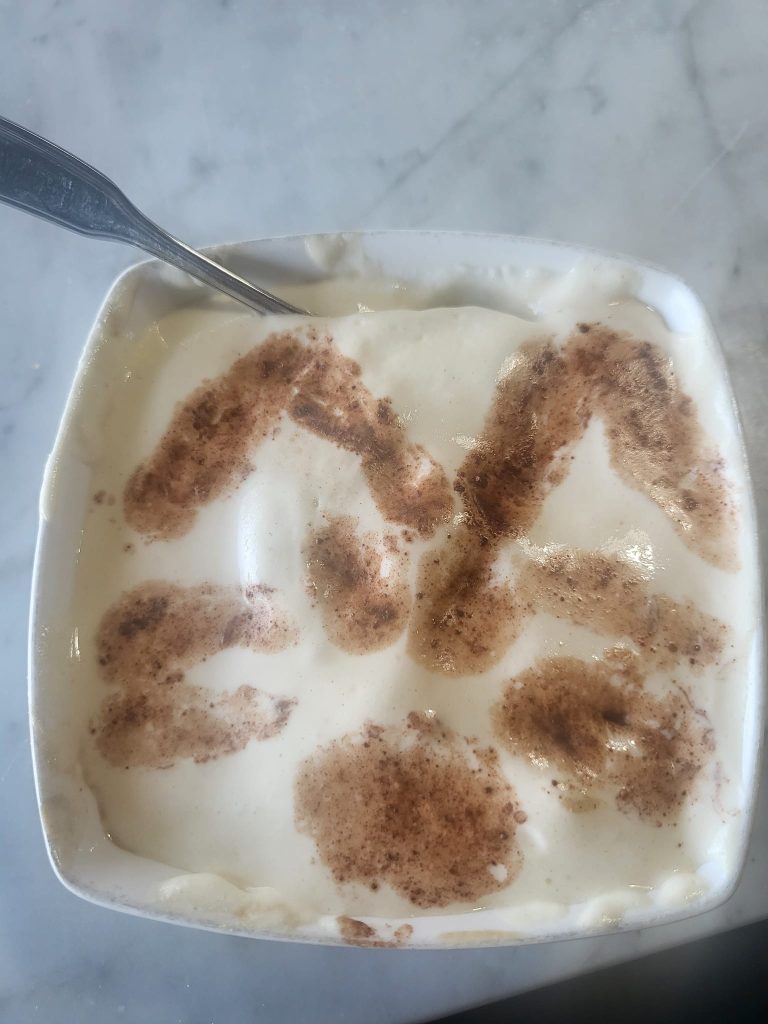 tiramisu decorated as a cat