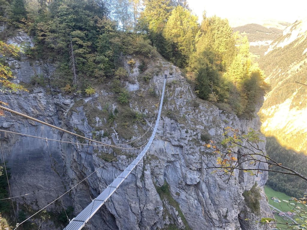 Swinging bridge on the via ferrata